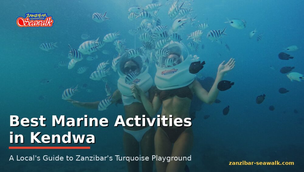 Underwater seawalking helmet on the seabed near Kendwa, Zanzibar
