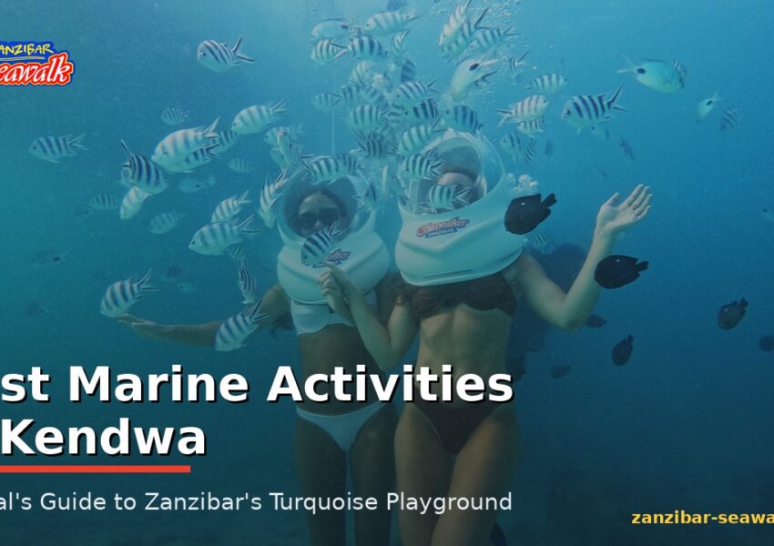 Underwater seawalking helmet on the seabed near Kendwa, Zanzibar